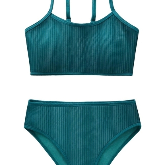 Kids Teal Bikini Set, Textured, Brand New, 9 - 10 - Picture 1 of 3